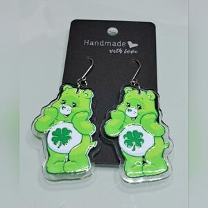 Good Luck Care Bear Earrings With Stainless Steel Ear Wires